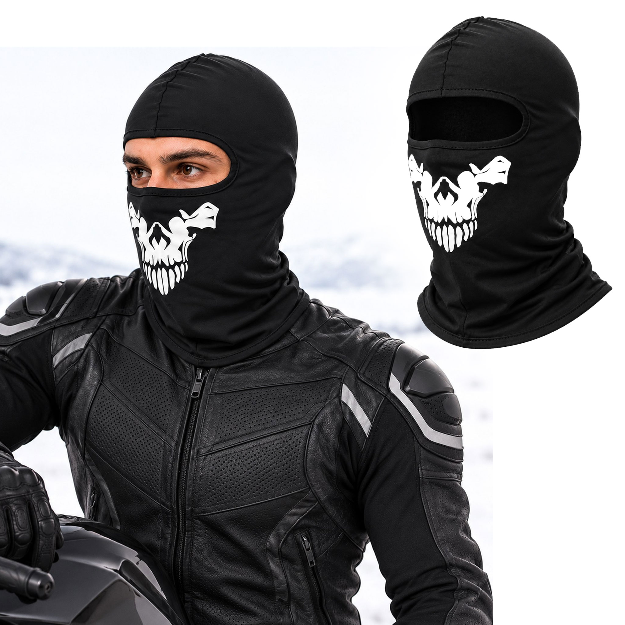 Cagoule d’Hiver Élastique avec Motif Crâne – قناع شتوي لسائقي الدراجات