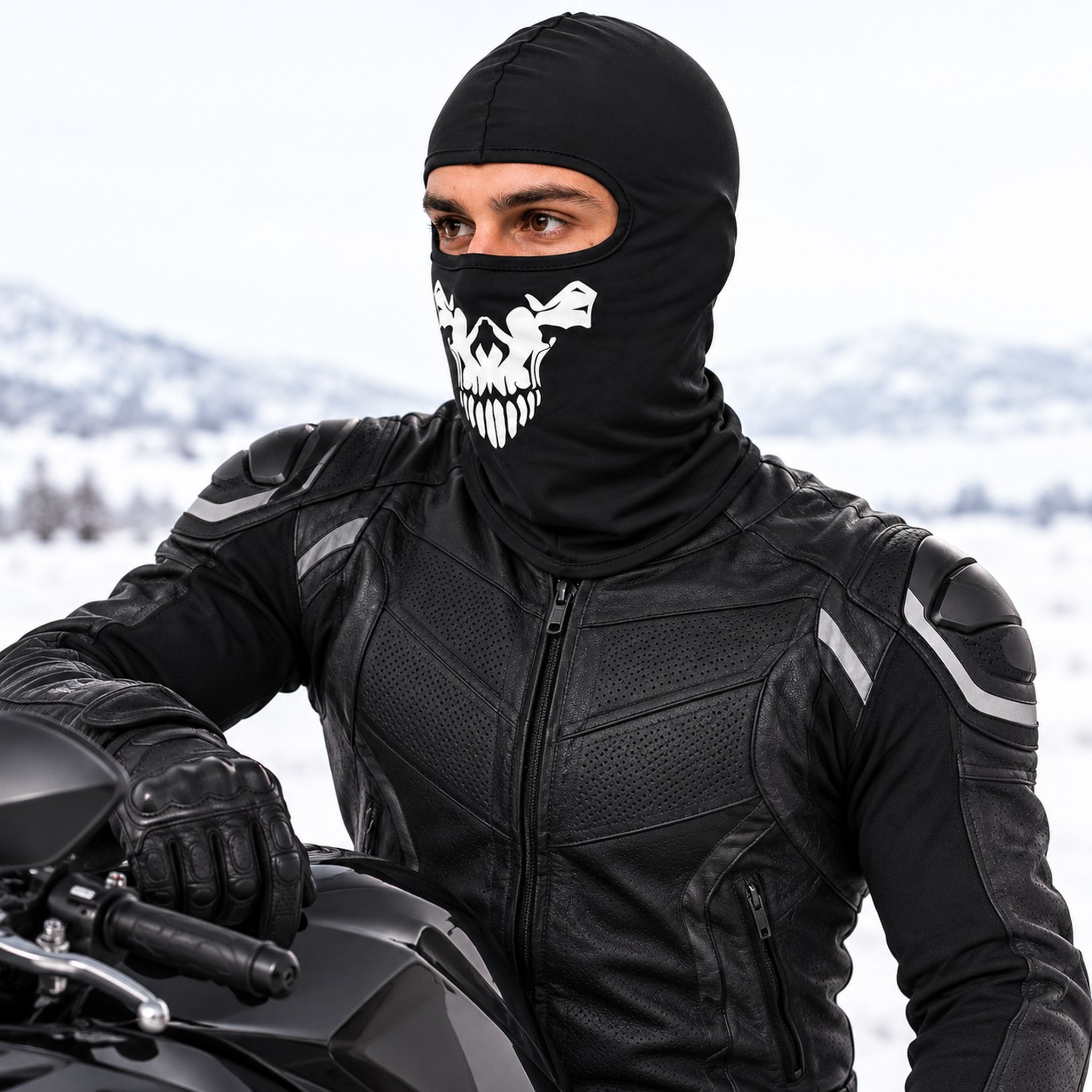 Cagoule d’Hiver Élastique avec Motif Crâne – قناع شتوي لسائقي الدراجات 7