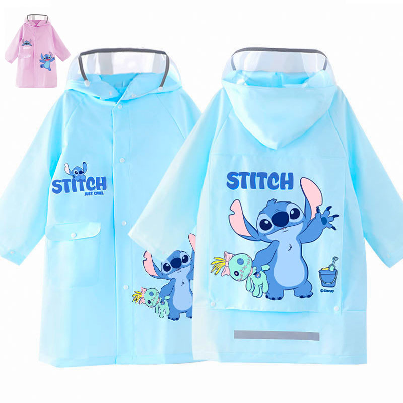 Imperméable Enfant Stitch avec Capuche et Protection pour Cartable - معطف مطر للأطفال برسومات ستيتش مع مكان مخصص للمحفظة المدرسية 1