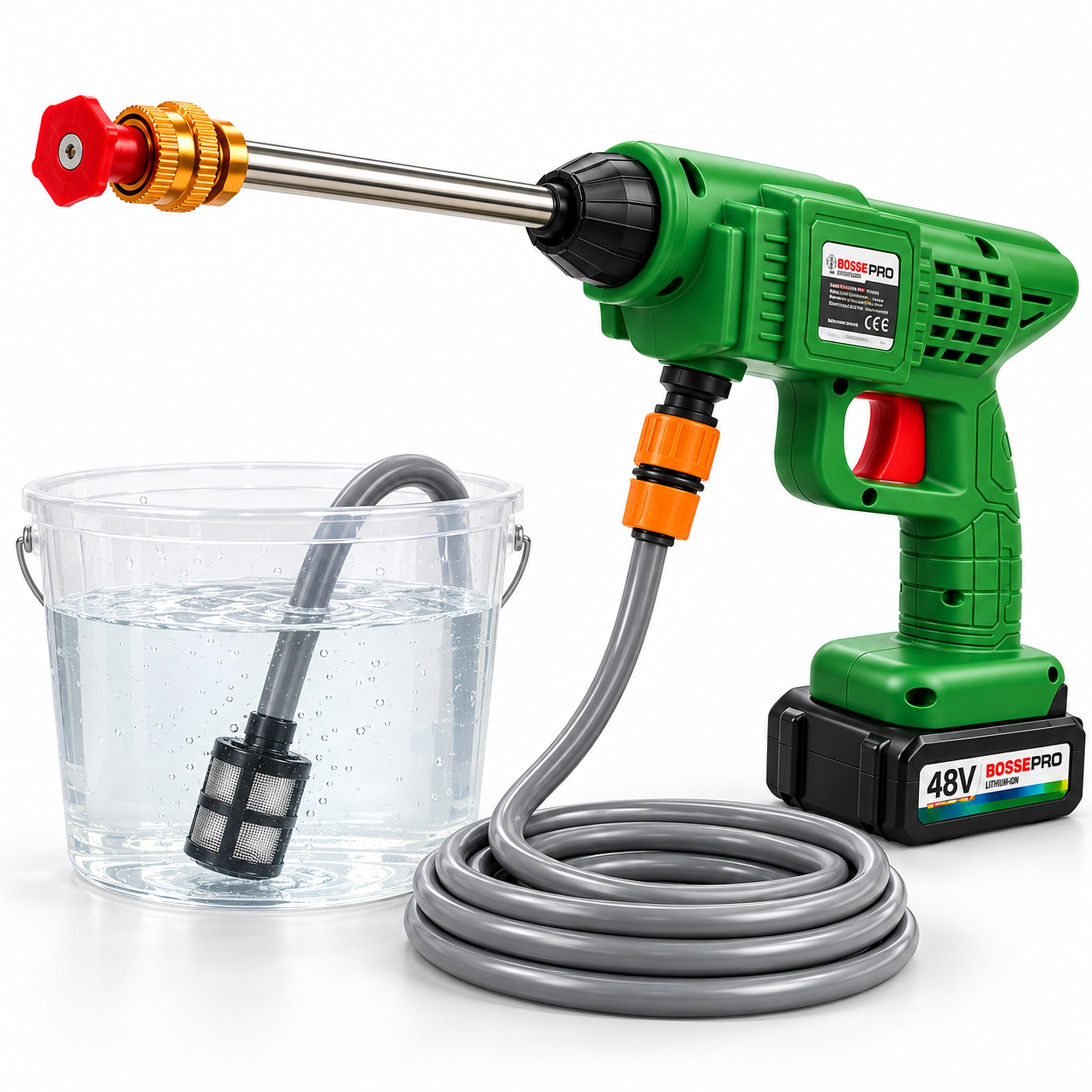 BossePro Nettoyeur Haute Pression Portable Sans Fil 48V avec 2 Batteries - جهاز غسيل بالضغط العالي لاسلكي 48 فولت مع بطاريتين 4