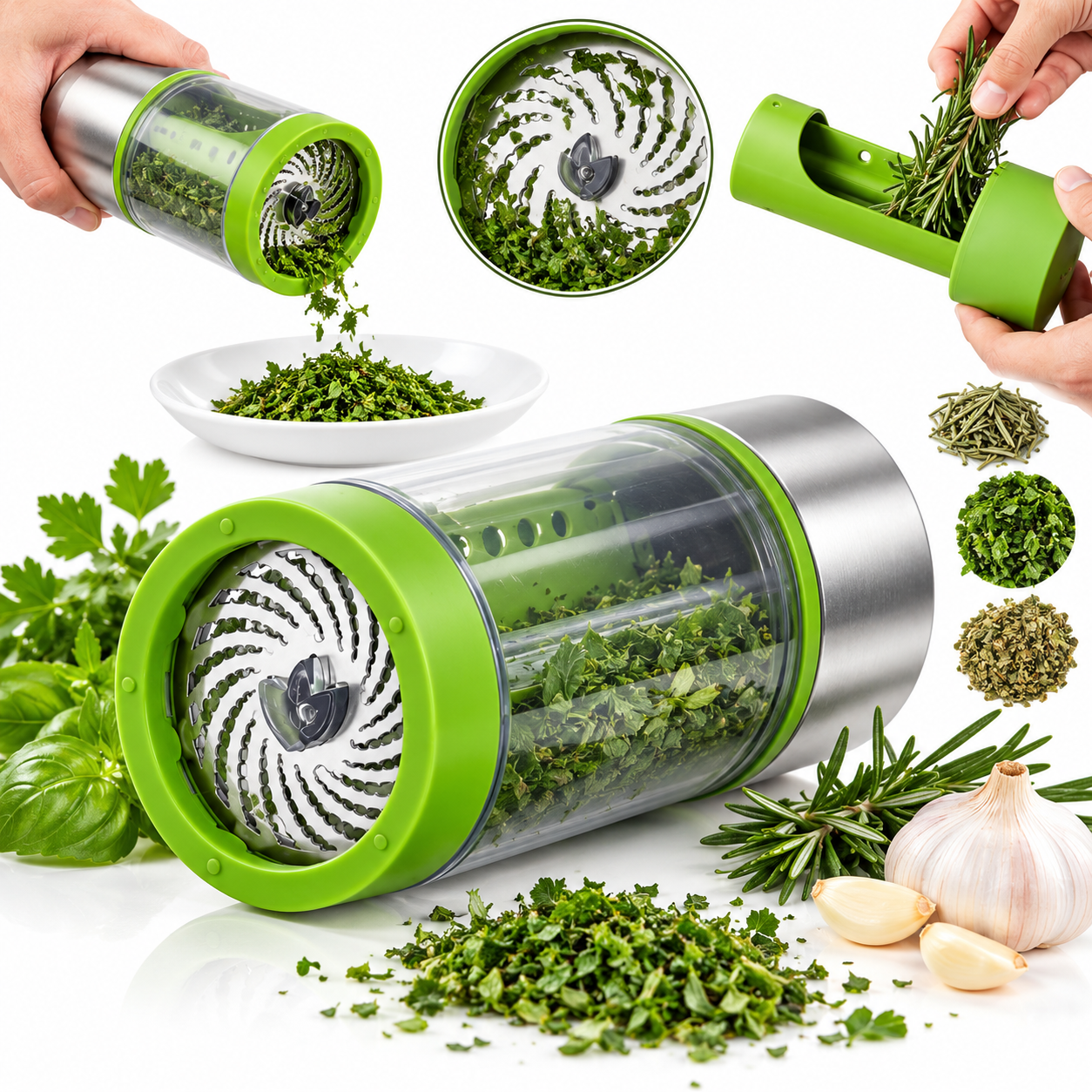 Moulin à Herbes Microplane en Acier Inoxydable 3en1 – مطحنة أعشاب 1