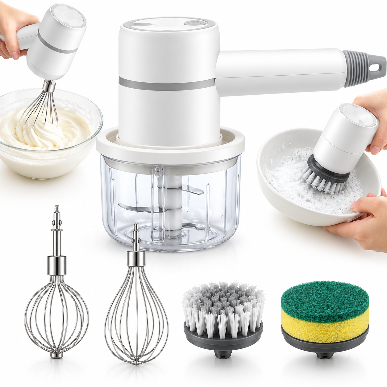 Batteur de Cuisine 6en1 Multifonction avec Plusieurs Têtes – جهاز تحضير الطعام وفرشاة تنظيف 2