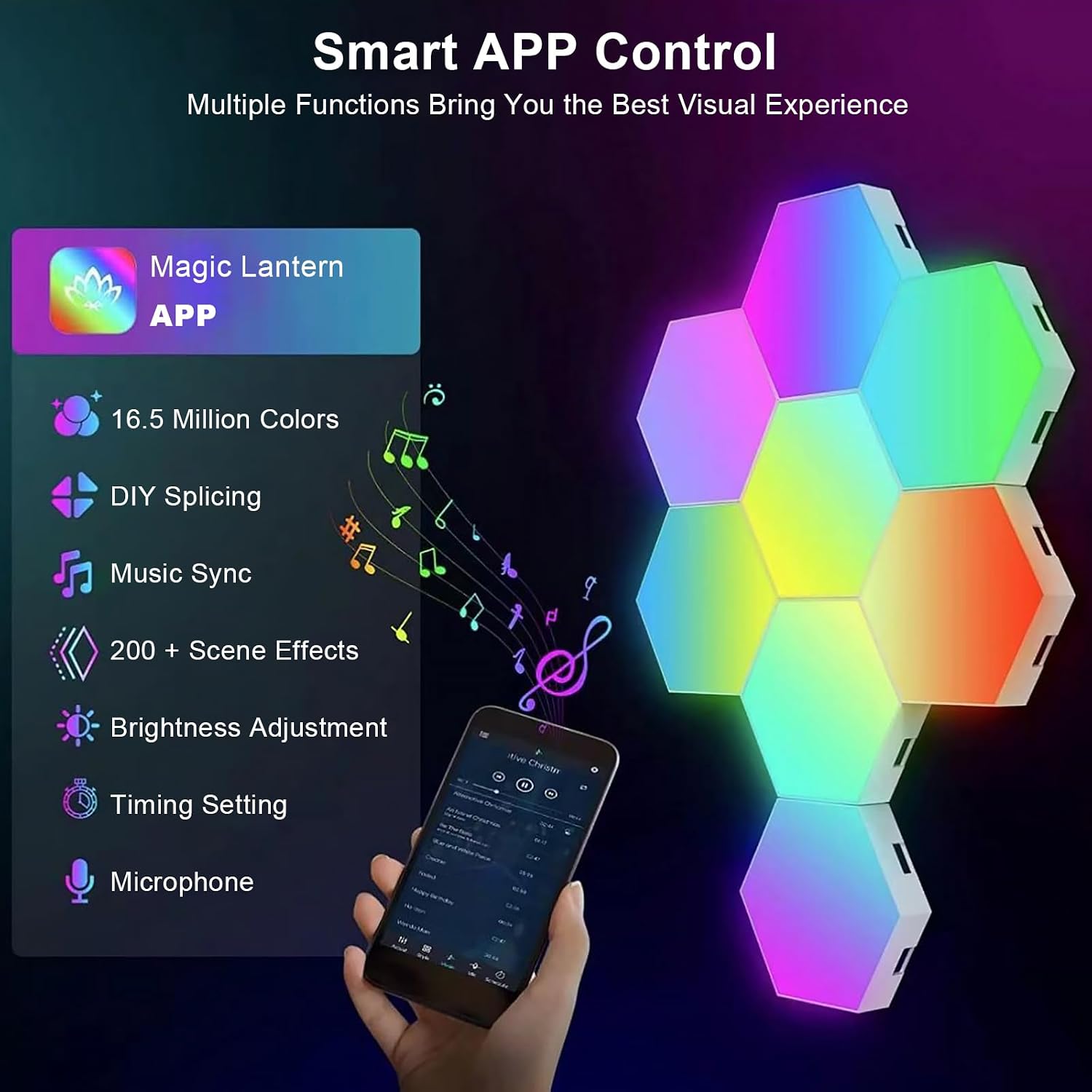 Hexagon Gaming Lights RGB – إضاءة سداسية ملونة لتزيين غرف الألعاب والقيمنغ 4