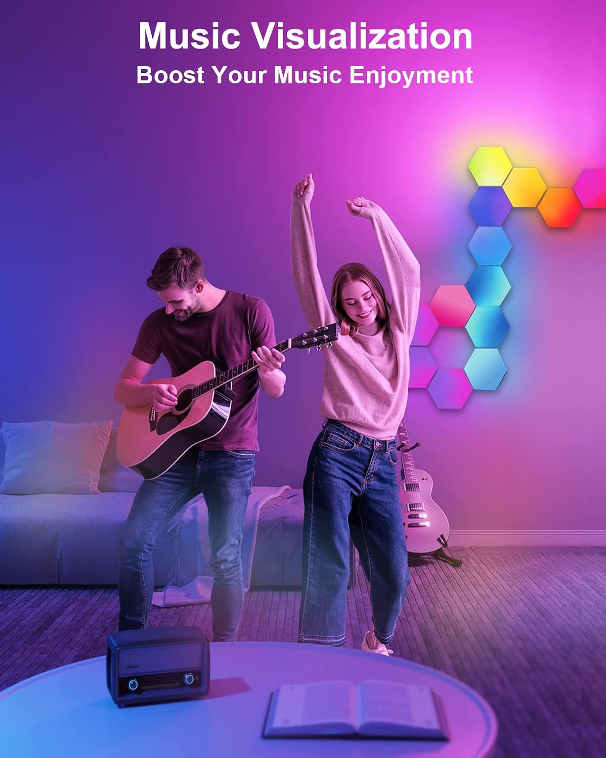 Hexagon Gaming Lights RGB – إضاءة سداسية ملونة لتزيين غرف الألعاب والقيمنغ 5