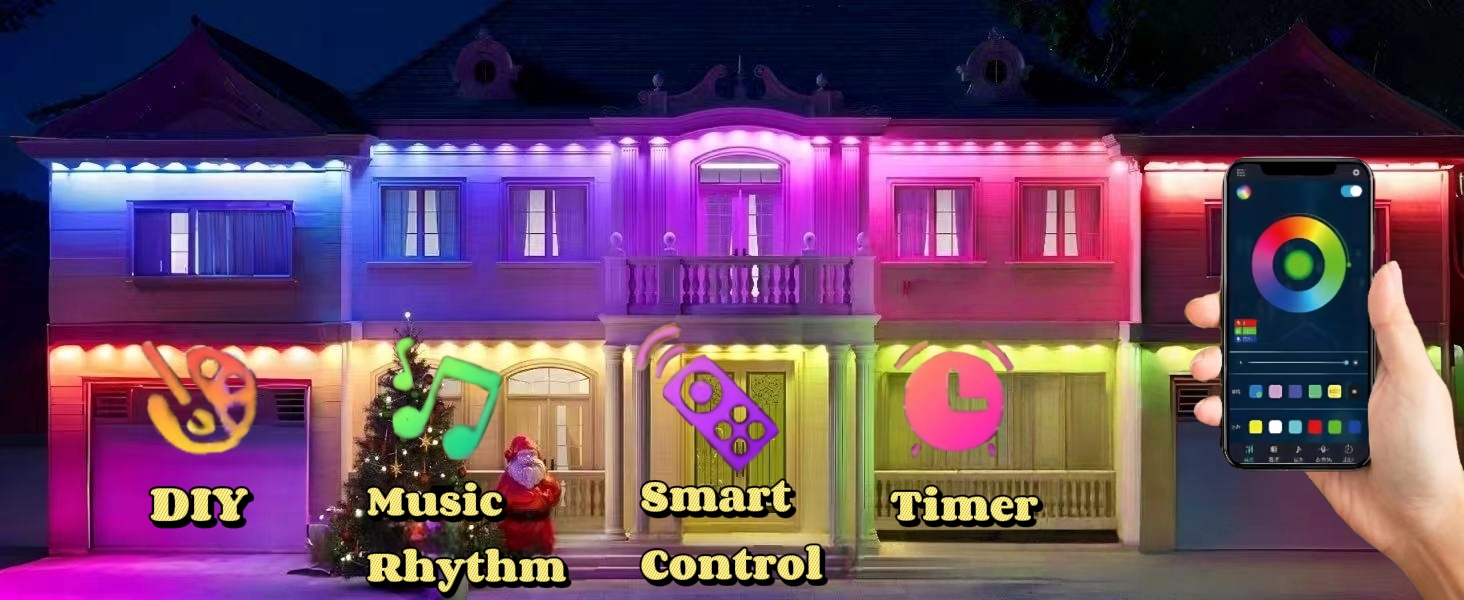 Éclairage LED RGB Permanent pour Extérieur 15 M avec Télécommande et Application - إضاءة خارجية دائمة بطول 15 متر مع ريموت وتطبيق ذكي - 6