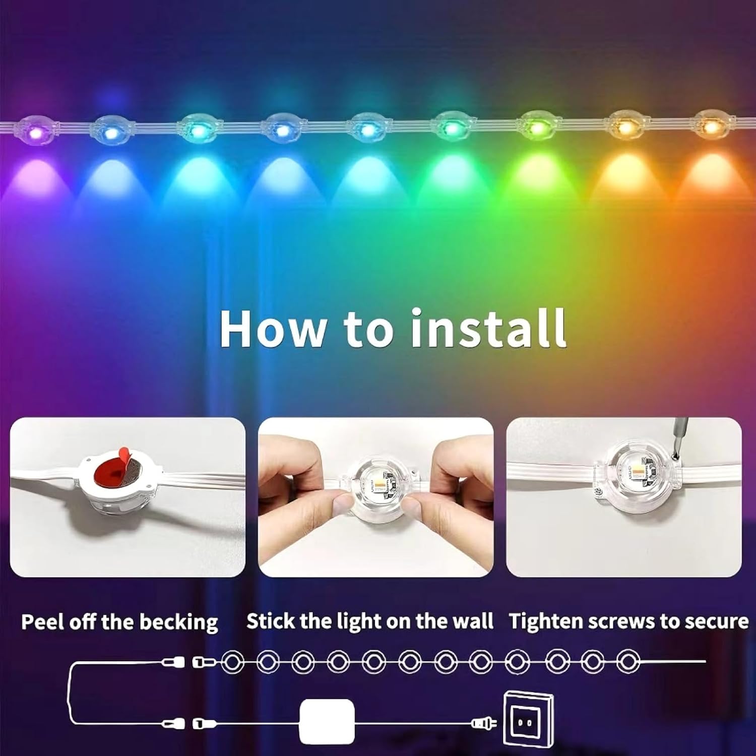 Éclairage LED RGB Permanent pour Extérieur 15 M avec Télécommande et Application - إضاءة خارجية دائمة بطول 15 متر مع ريموت وتطبيق ذكي 3