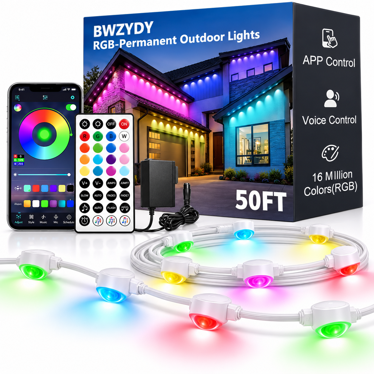 Éclairage LED RGB Permanent pour Extérieur 15 M avec Télécommande et Application - إضاءة خارجية دائمة بطول 15 متر مع ريموت وتطبيق ذكي 2