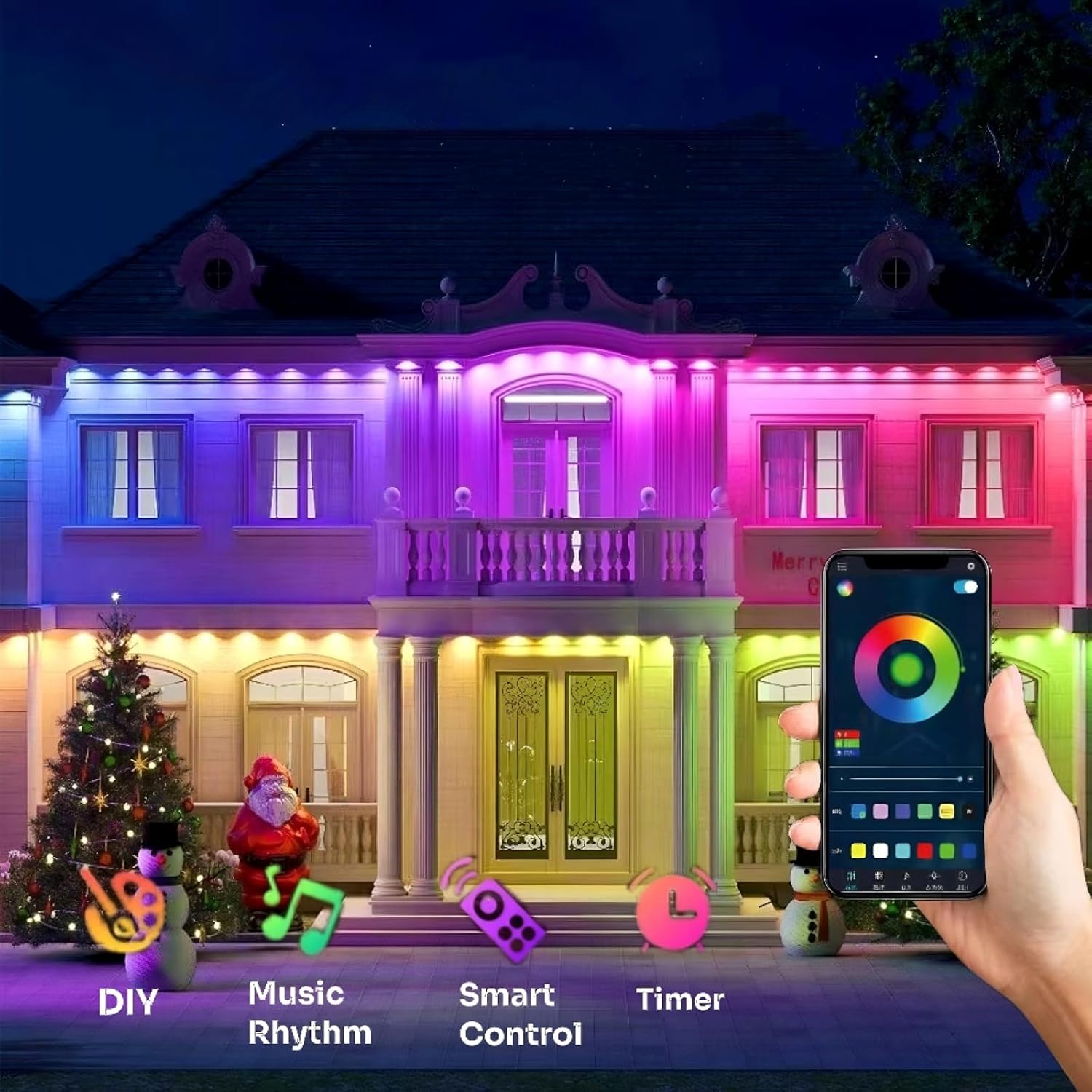 Éclairage LED RGB Permanent pour Extérieur 15 M avec Télécommande et Application - إضاءة خارجية دائمة بطول 15 متر مع ريموت وتطبيق ذكي 9