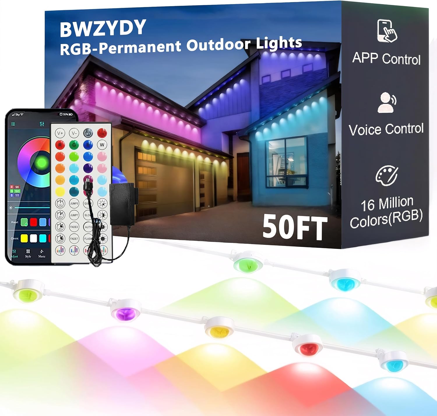Éclairage LED RGB Permanent pour Extérieur 15 M avec Télécommande et Application - إضاءة خارجية دائمة بطول 15 متر مع ريموت وتطبيق ذكي 10