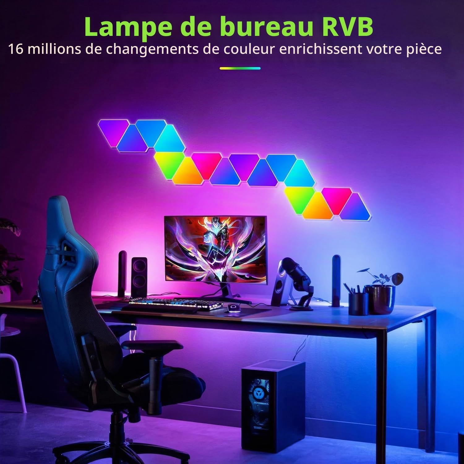 SMART LED TRIANGULAR HONEYCOMB PANEL LIGHT (6 Panels) – إضاءة مثلثات RGB ذكية للجدران مع التحكم عبر التطبيق والريموت 3