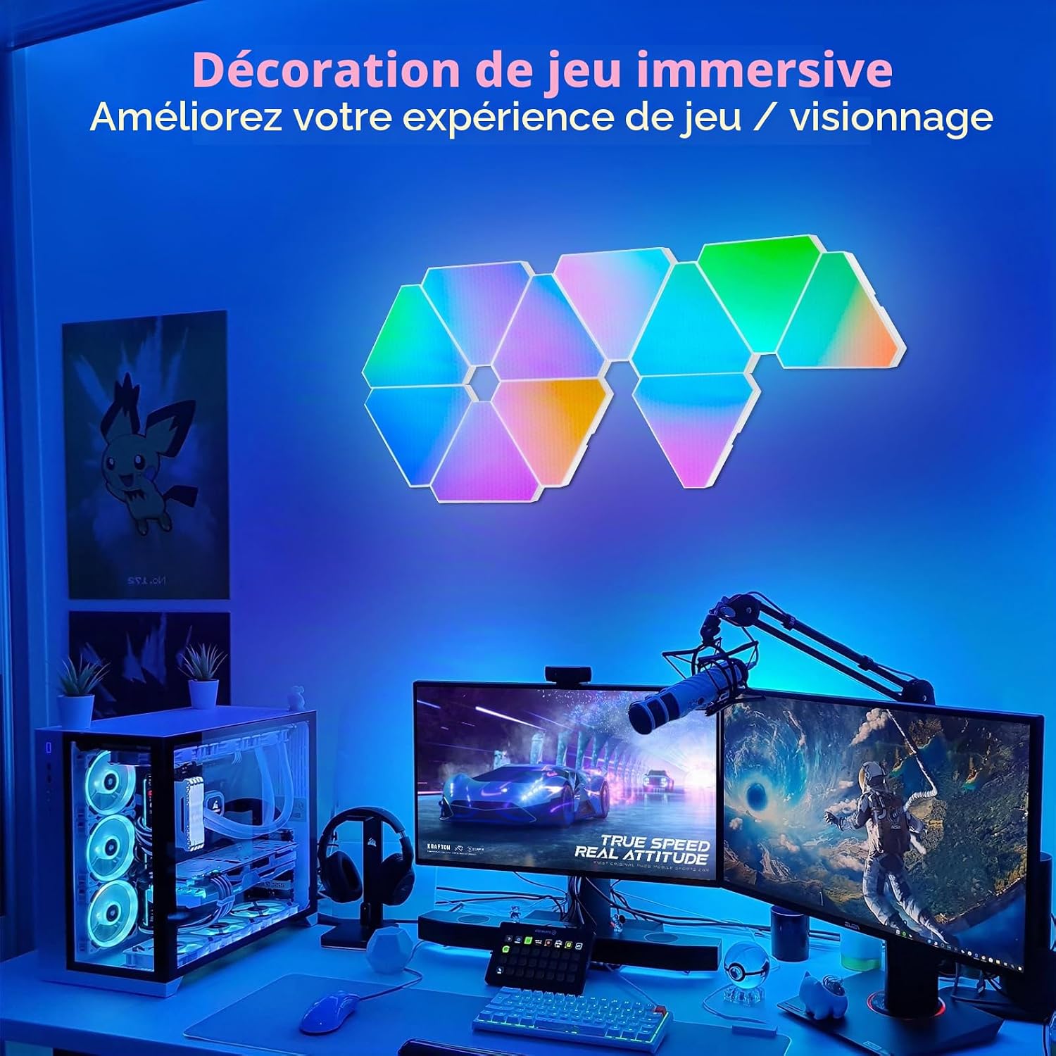 SMART LED TRIANGULAR HONEYCOMB PANEL LIGHT (6 Panels) – إضاءة مثلثات RGB ذكية للجدران مع التحكم عبر التطبيق والريموت 6