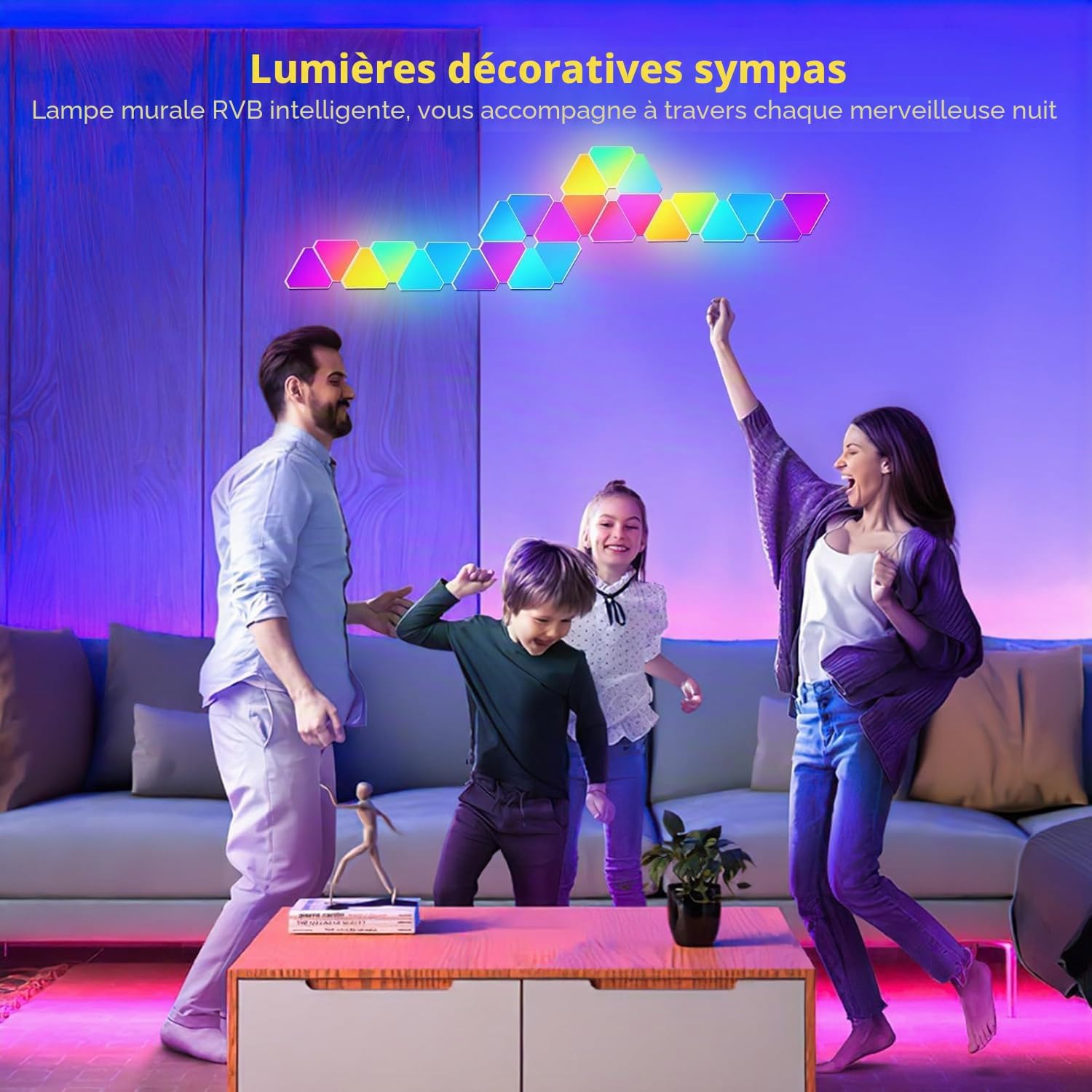 SMART LED TRIANGULAR HONEYCOMB PANEL LIGHT (6 Panels) – إضاءة مثلثات RGB ذكية للجدران مع التحكم عبر التطبيق والريموت 9