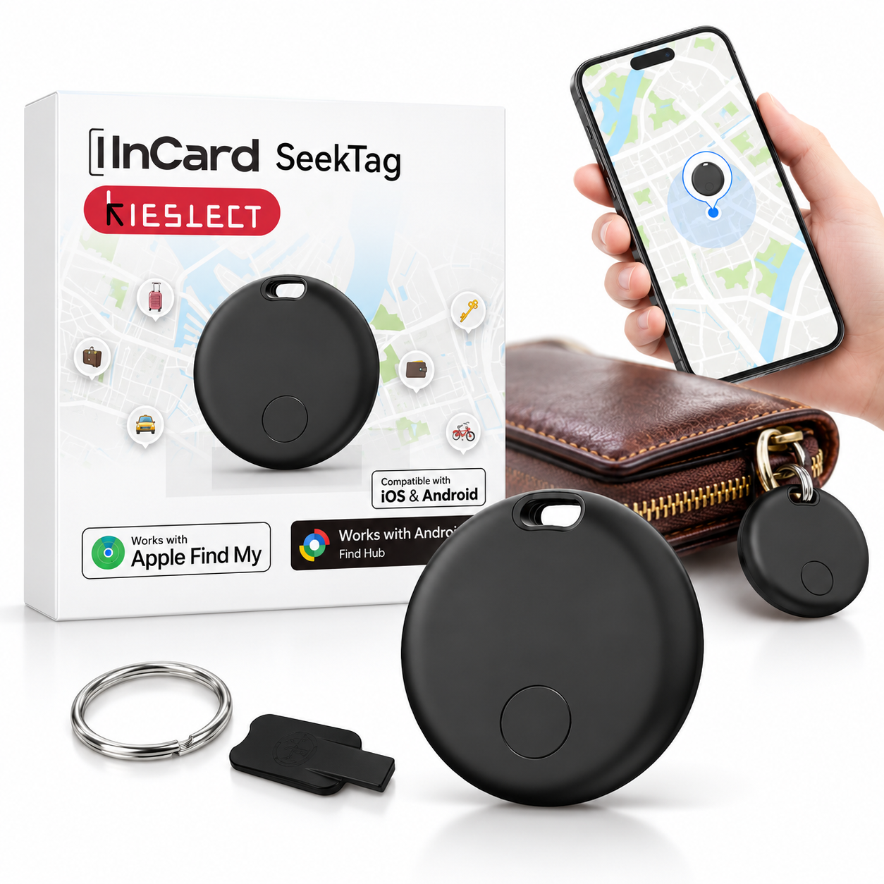 InCard Smart Tag Tracker Compatible Apple Find My et Android - جهاز تتبع ذكي لتحديد موقع الأغراض الضائعة 1