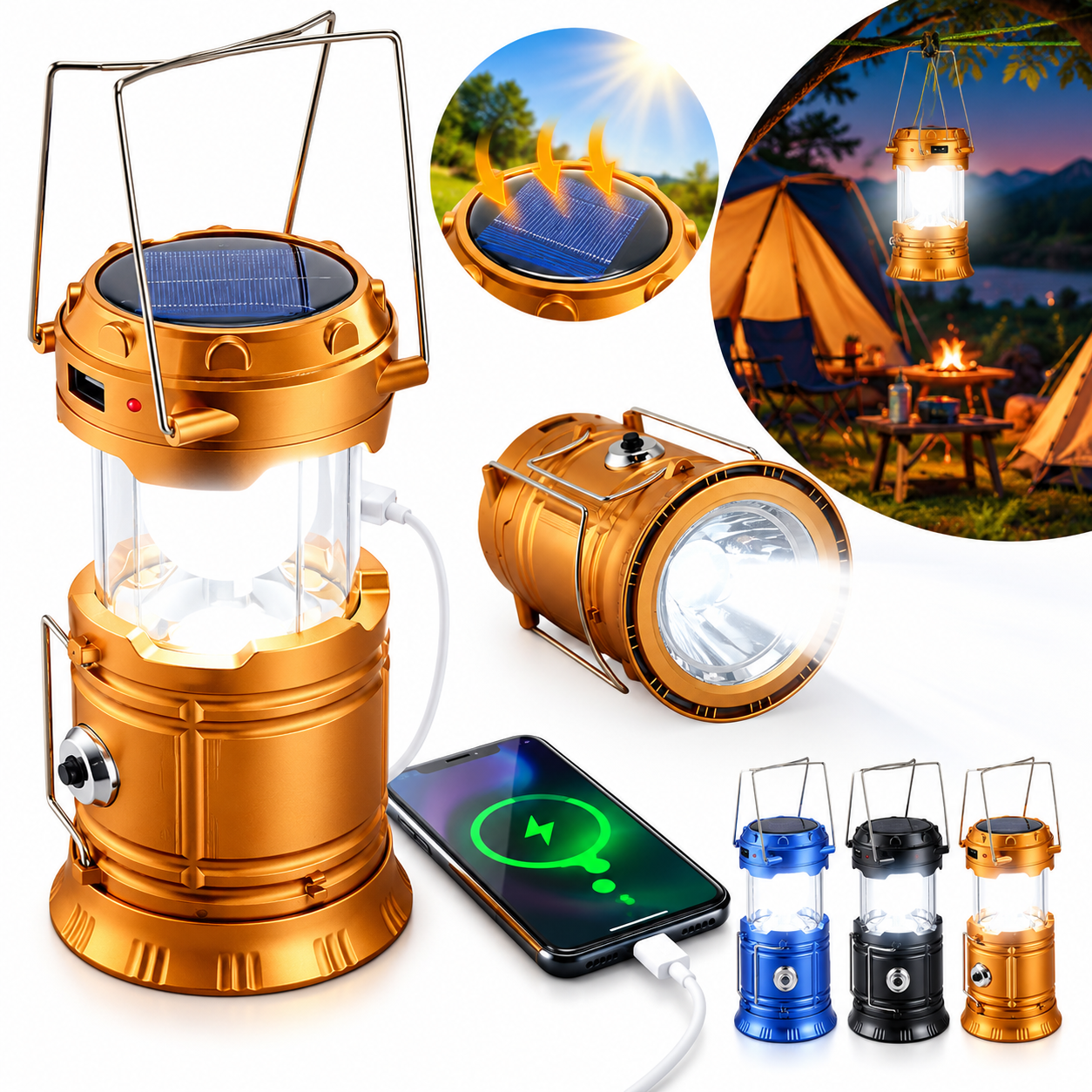Lampe de Camping 2IN1 Rechargeable Solaire Pliable YD-3589 2
