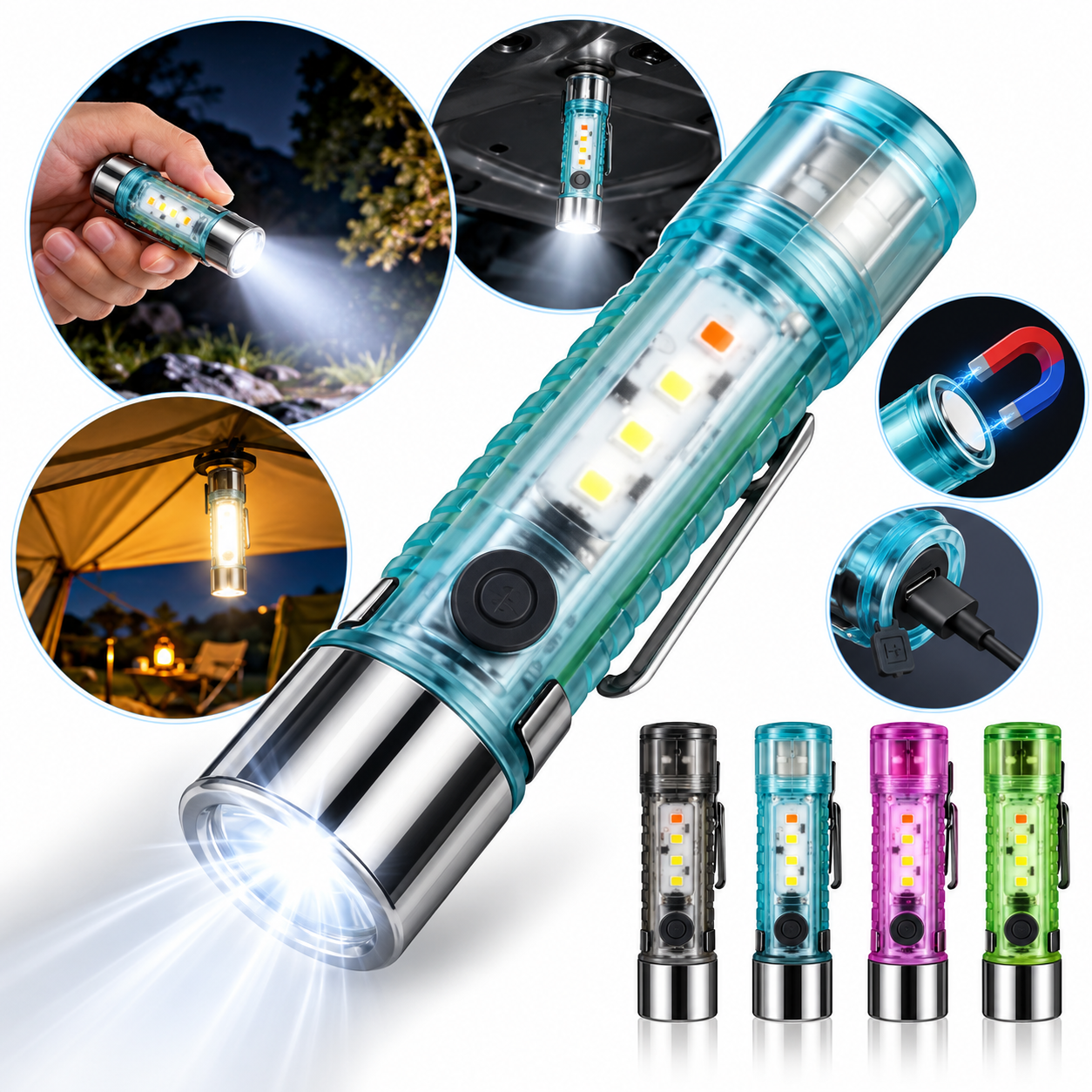 Mini lampe de poche LED multifonction super lumineuse avec aimant ZJ-023 2