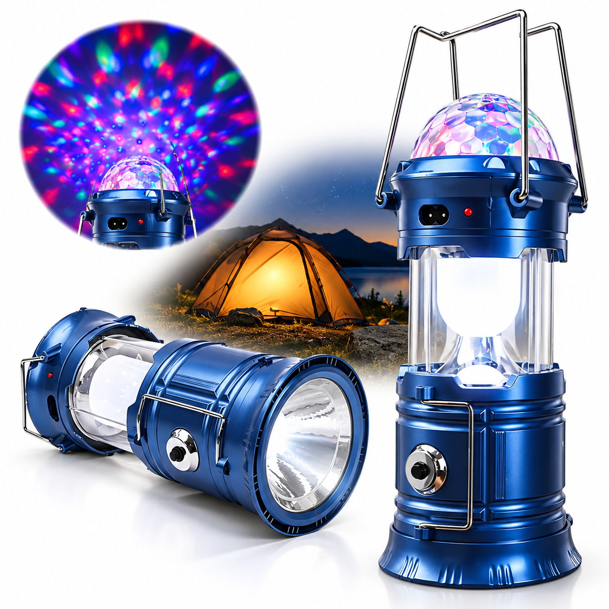 Torche de camping 3en1 multifonction rechargeable rotative 2