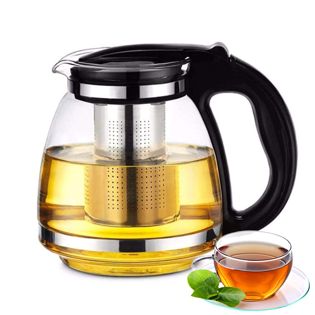 Théière en verre Borosilicate de grande capacité résistante à la chaleur et au froid avec infuseur en acier inoxydable 1