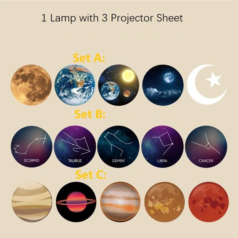 Lampe de projection de ciel étoilé avec 15 motifs - مصباح عرض القمر 2