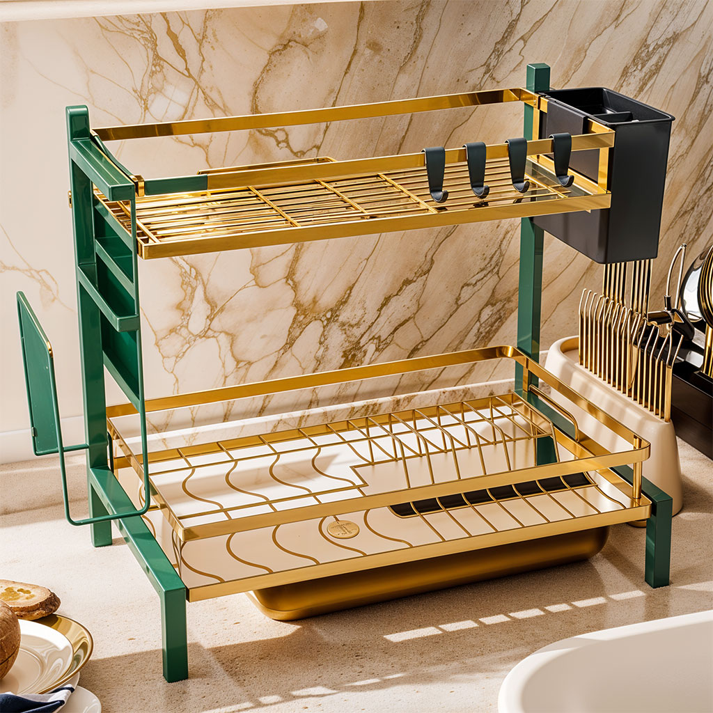 Égouttoir à Vaisselle 2 Niveaux Gold pour Comptoir de Cuisine AC-031-2 3