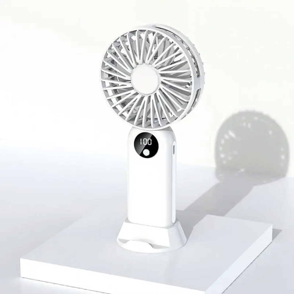 Mini ventilateur portable avec batterie 2400 mAh, léger, 3 vitesses, base mobile 3