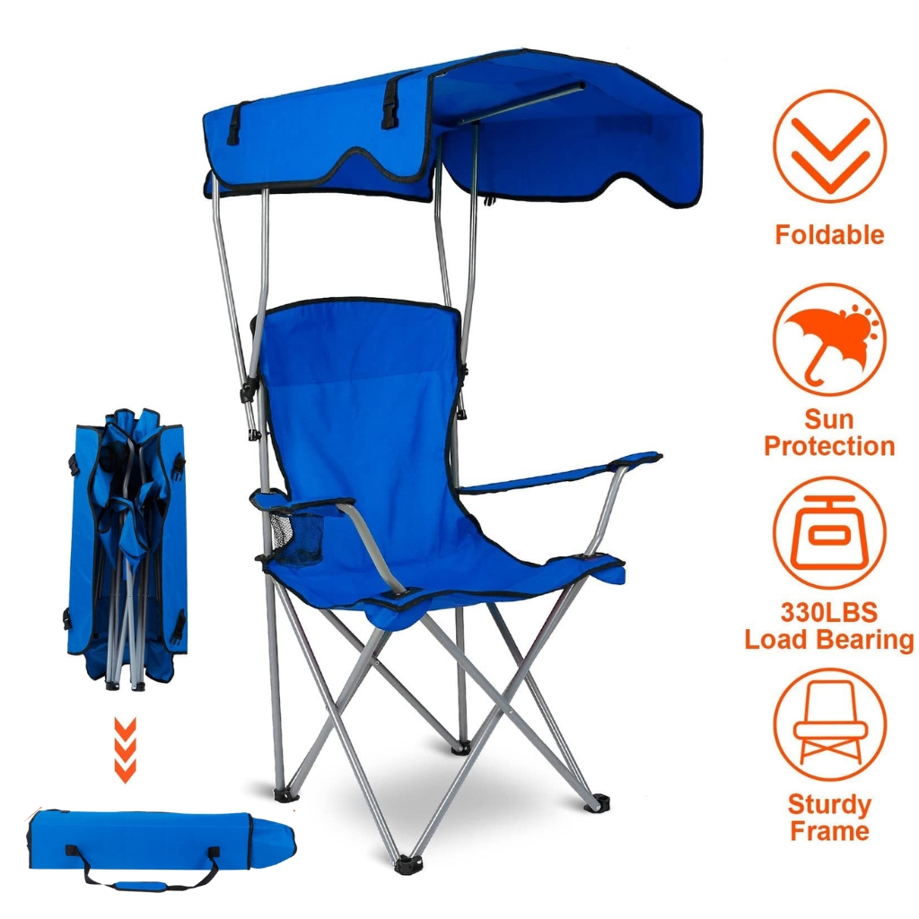 Chaise Longue Pliable Avec Porte Goblet Et Ombrelle