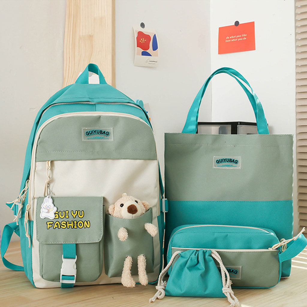 Sac À Dos Scolaire Hello Guiyu Fashion 4pcs en toile pour Adolescents Et Filles 4