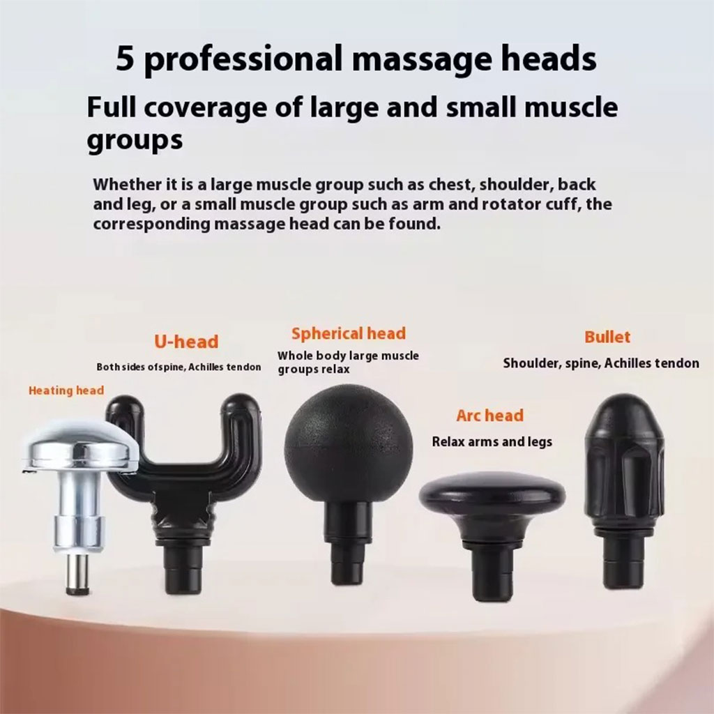 Appareil de Massage Rechargeable Portatif avec 5 Têtes Interchangeables - جهاز تدليك محمول قابل للتثبيت 5