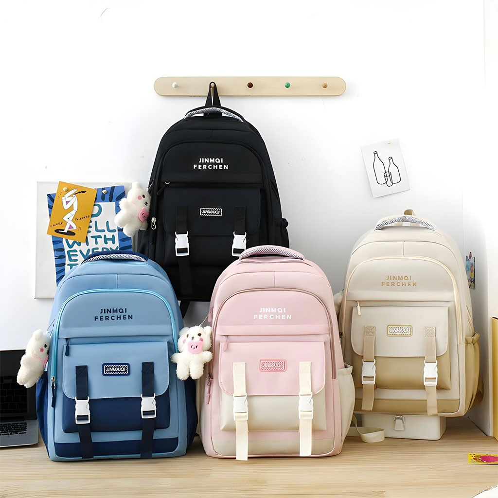 Ensemble de sacs d’école Kawai pour adolescents 5Pcs Bieyoumi Fashion Bleu – محفظة 5 قطع كاواي أزرق 2