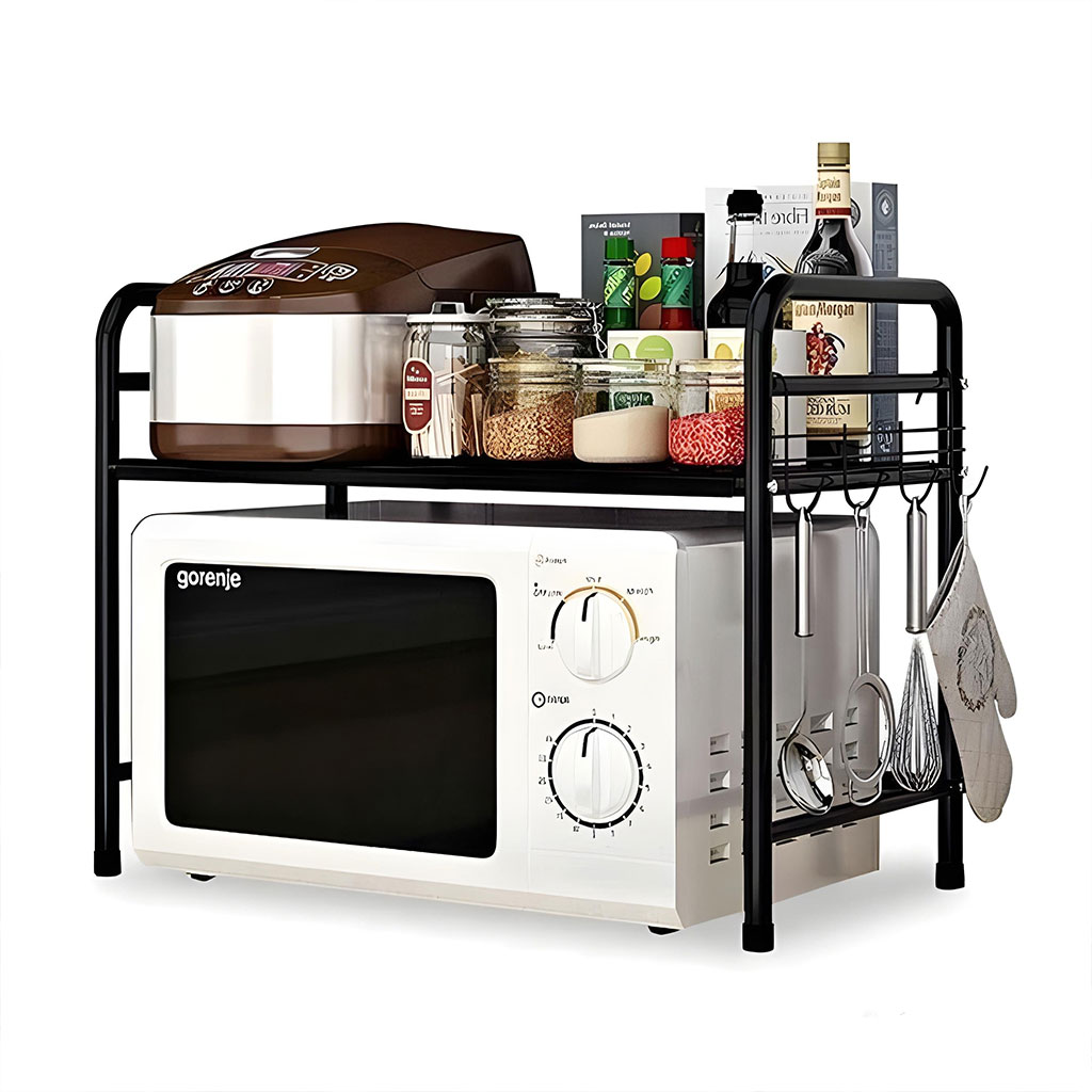 Support pour four à micro-ondes et étagère de rangement 2 étages - منظم أغراض وحامل ميكروويف 5