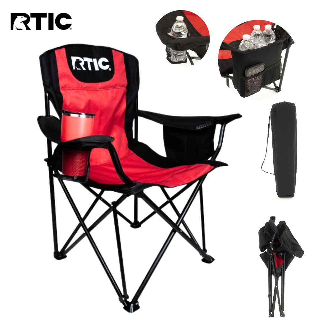 RTIC Chaise de camping pliante avec porte-boissons et sacs isoterme 1