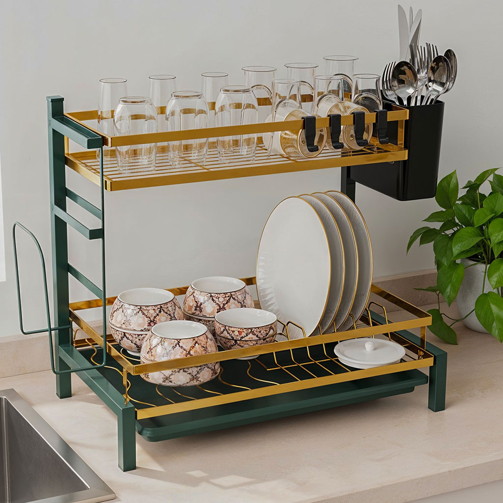 Égouttoir à Vaisselle 2 Niveaux Gold pour Comptoir de Cuisine AC-031-2 1