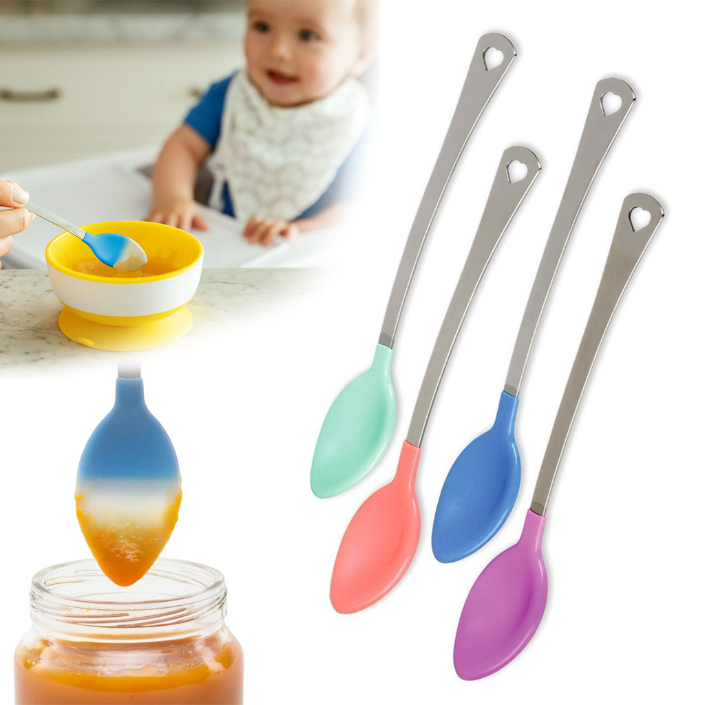 Pack 4Pcs Cuillère Bébé White Hot Thermosensible - طقم ملاعق لتغذية الأطفال مستشعرة للحرارة 1
