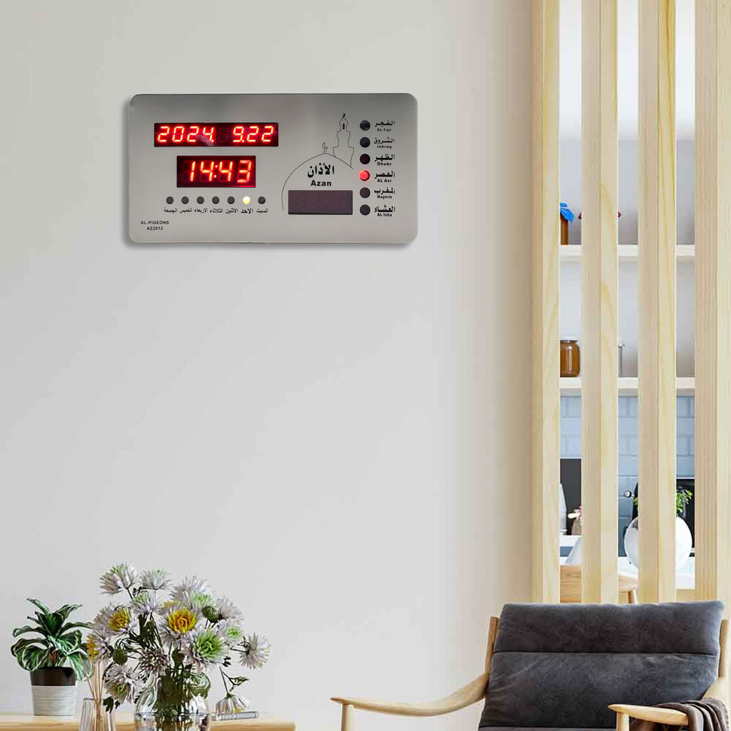 Horloge Islamic Digitale LED avec Heures de Prière AZ2012 - ساعة رقمية إلكترونية لمواقيت الصلاة 2