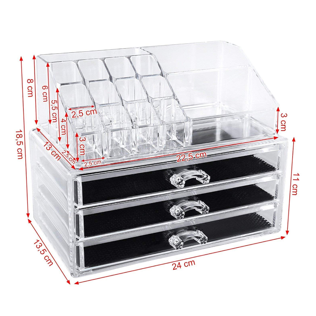 Boîte de rangement de maquillage acrylique avec 3 tiroirs 7