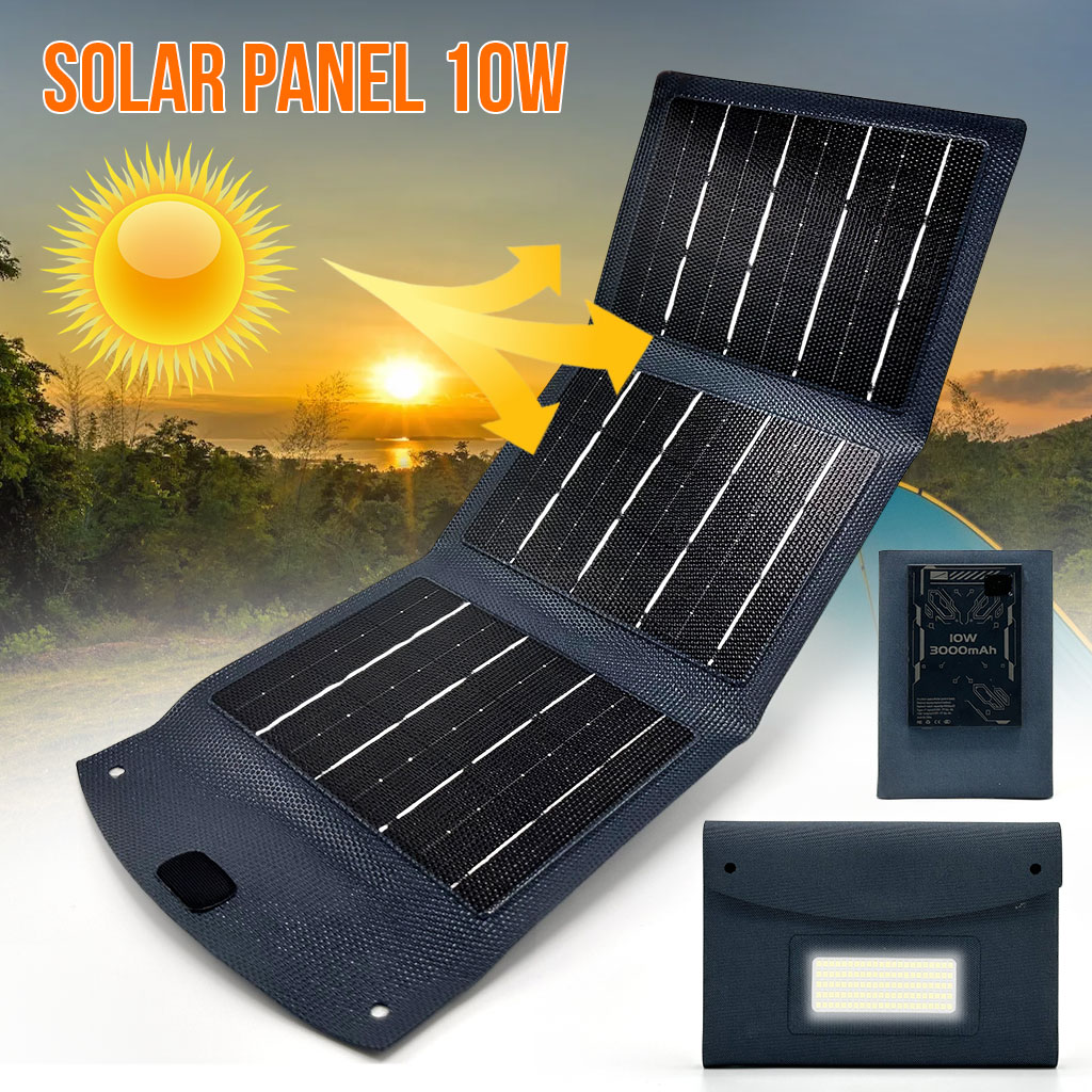 Panneau solaire USB pliable et portable capacité 3000mAh 10W - وحدة طاقة تشحن بالطاقة الشمسية 1