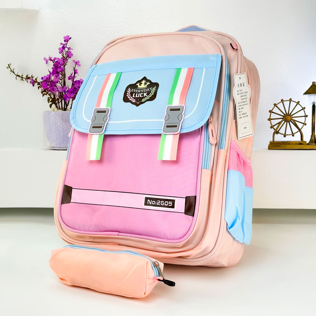 Sac à Dos pour Enfants avec Trousse Assortie 2605 Rose - حقيبة ظهر مدرسية للأطفال مع مقلمة وردي 4