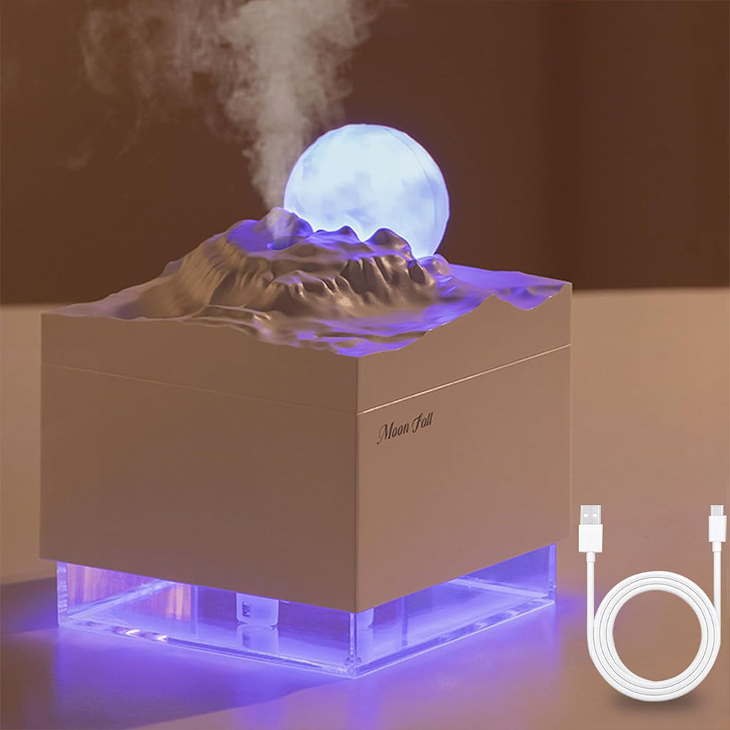 Humidificateur Cube 300 ml avec Veilleuse de Lune Colorée - معطر جو في الغرفة 3
