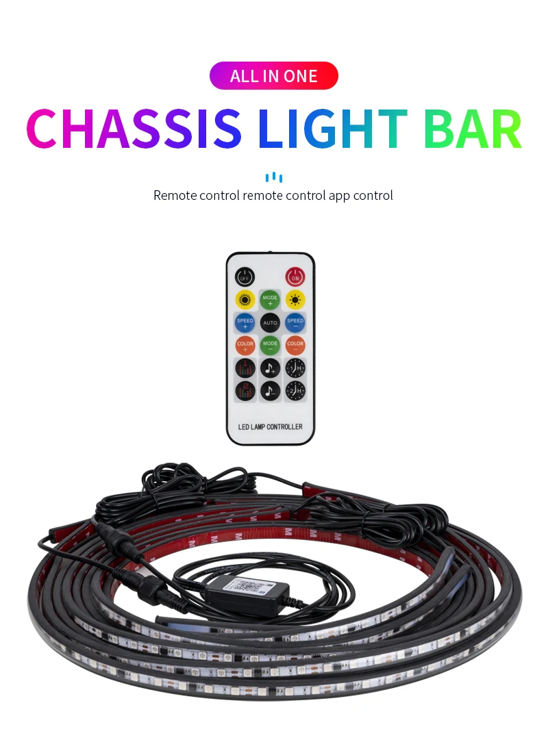 App Smart Bande lumineuse Neon RGB de chassis avec capteur de son Underglow pour voiture 12V 5