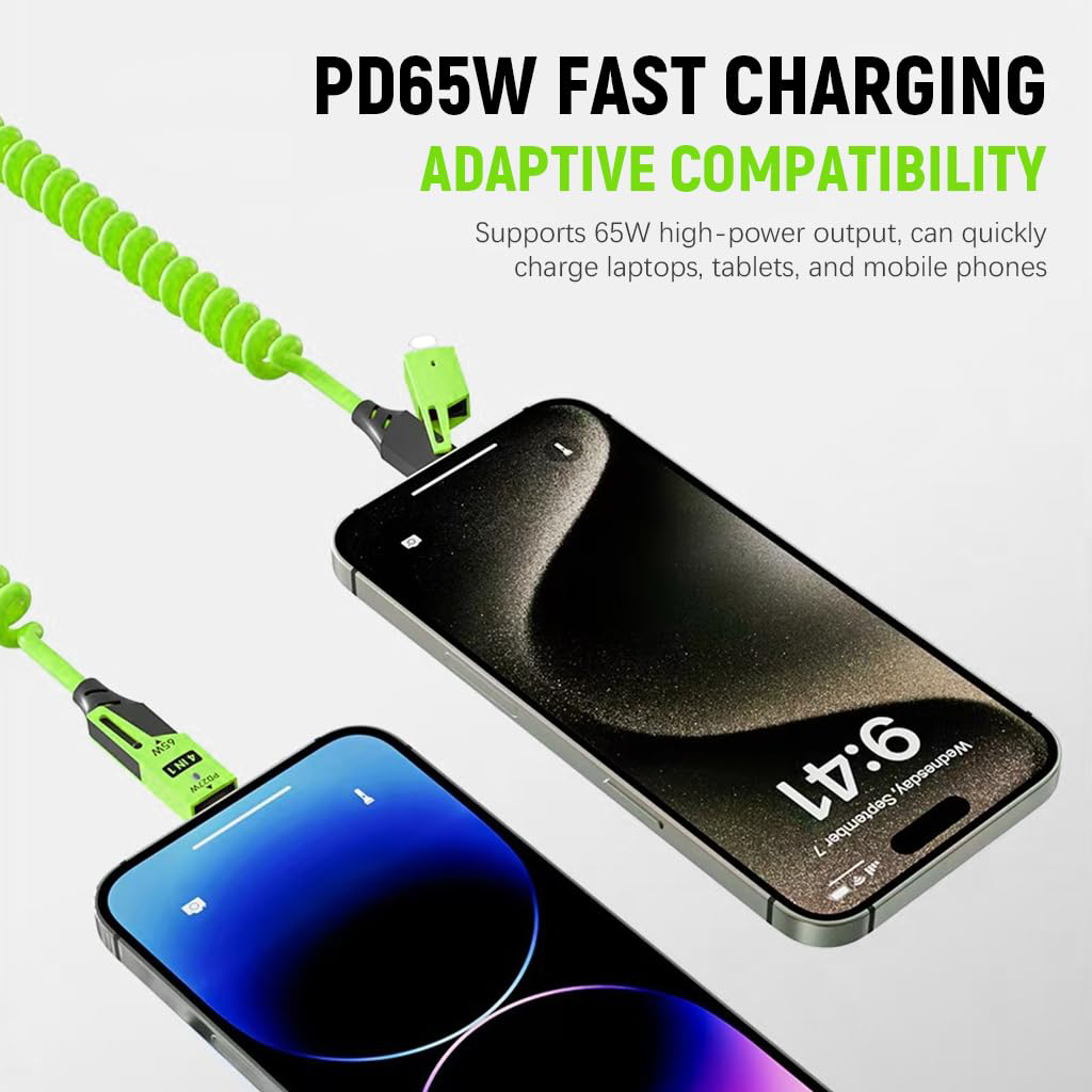 Câble USB 4en1 à Ressort Fast Charge 65 W - كابل شحن سريع 4