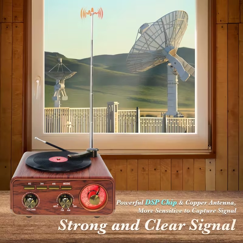 Haut Parleur et Radio tourne-disque vintage Bluetooth Sans Fil - مكبر صوت بلوتوث على شكل راديو 4