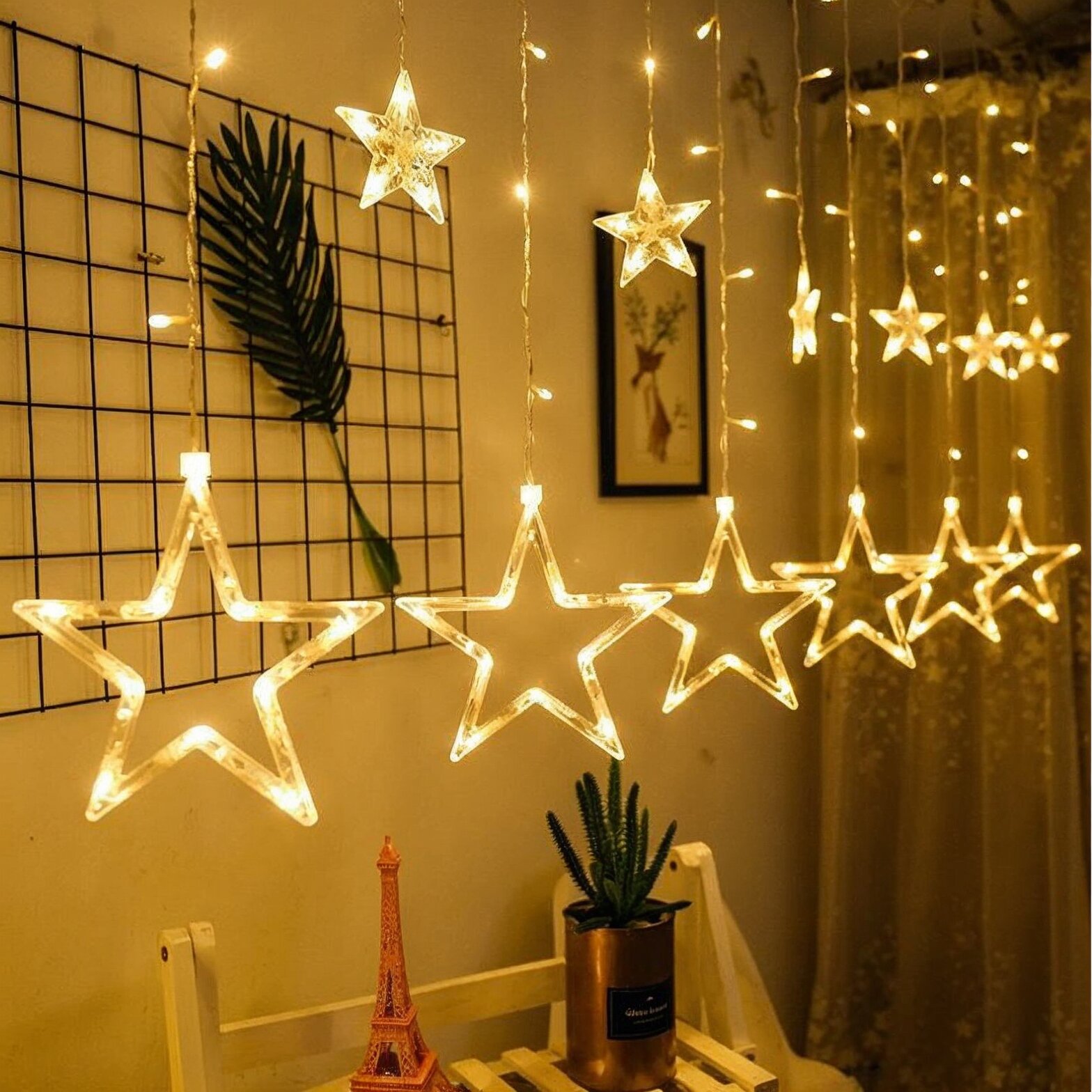 Guirlande lumineuse rideau à LED en forme d'étoiles V1 - أضواء سلسلة ستائر على شكل نجمة 1