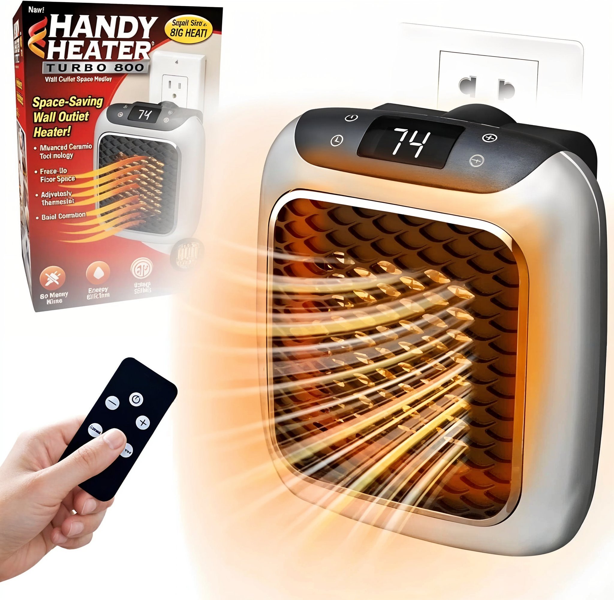 Chauffage soufflant céramique Thermostat réglable Handy Heater Turbo 800W - سخان بمروحة توربو 800 واط مع منظم حرارة قابل للتعديل 2