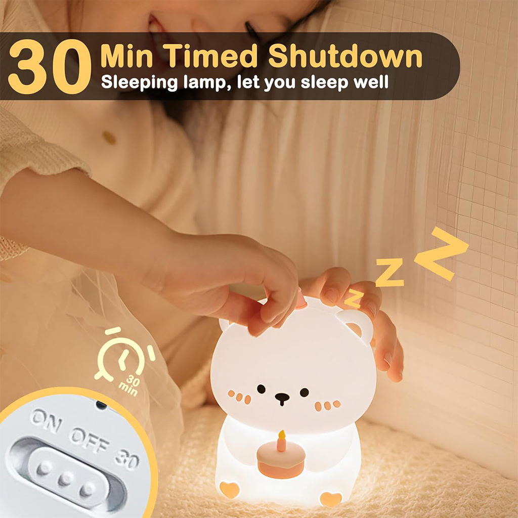 Veilleuse en Silicone Forme d'ours pour Chambre d'enfant Rechargeable 4