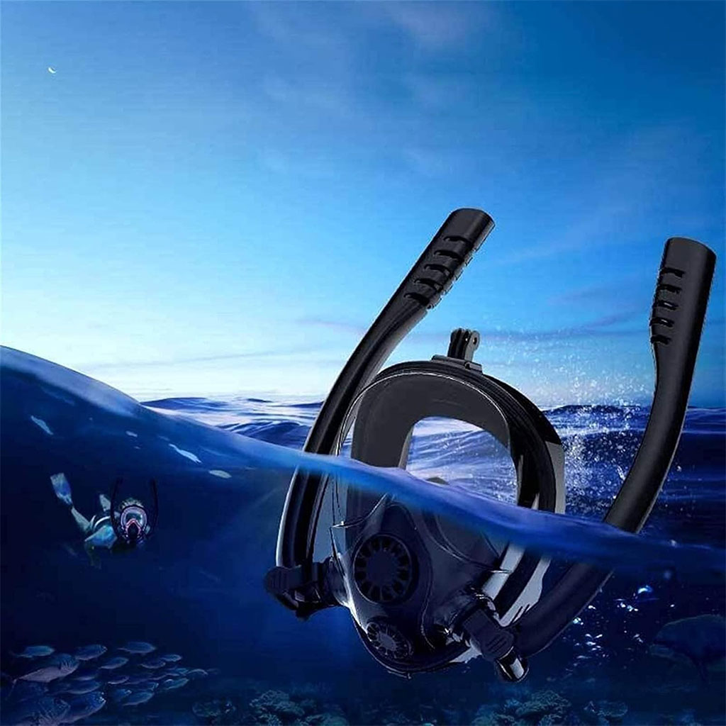 Masque de Plongée Intégral 180 ° Grande vue Anti-buée avec Double Tubes- قناع غوص إحترافي 5