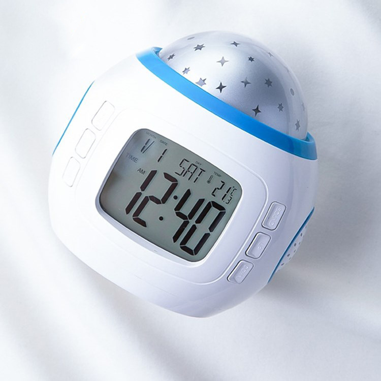 Réveil Digital à LED avec Projection étoilée avec calendrier, thermomètre, fonction de répétition 3