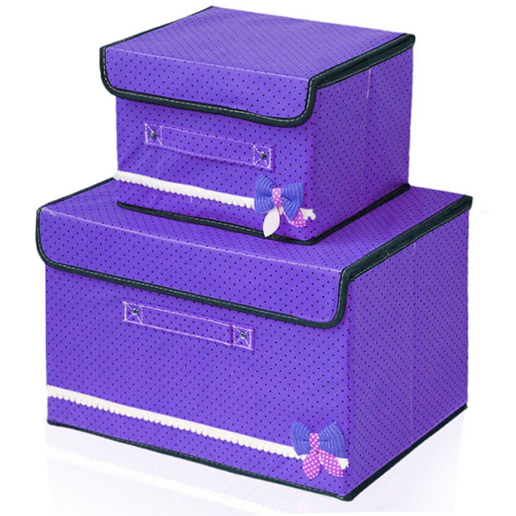 Pack 2 Coffre de Rangement Pliable Pour Vêtements en Tissu de lin de coton 1