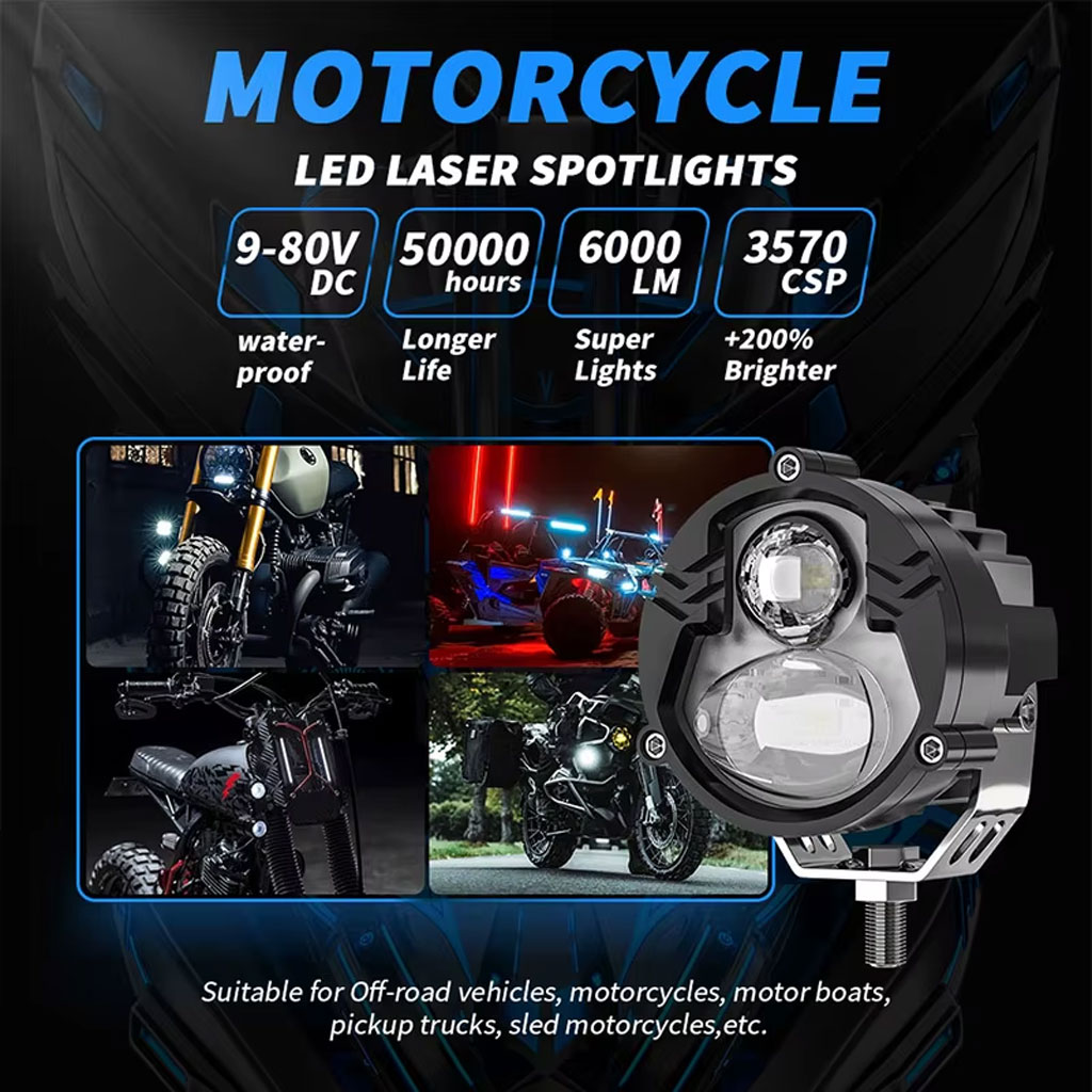 Paire de Phares Additionnels LED pour Moto - Projecteurs Anti-Brouillard 2Pcs - مصابيح دراجة نارية 2