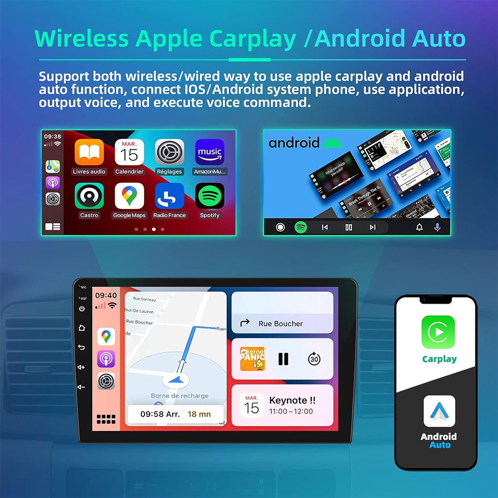 Écran de voiture Android de 10,1 pouces compatible Apple CarPlay Android Auto - شاشة ذكية للسيارة 4