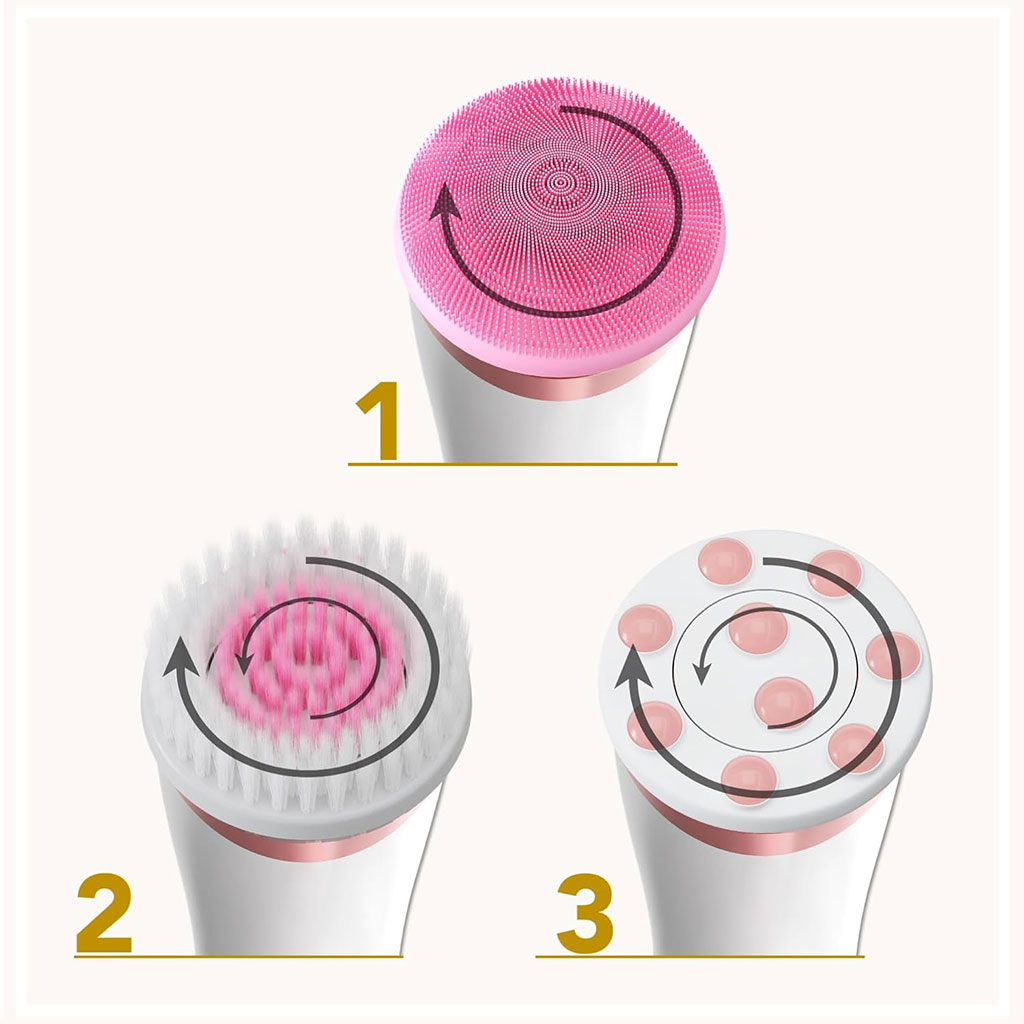 CNAIER Brosse Nettoyante Visage en Profondeur avec 3 embouts - جهاز تنظيف البشرة بعمق 3