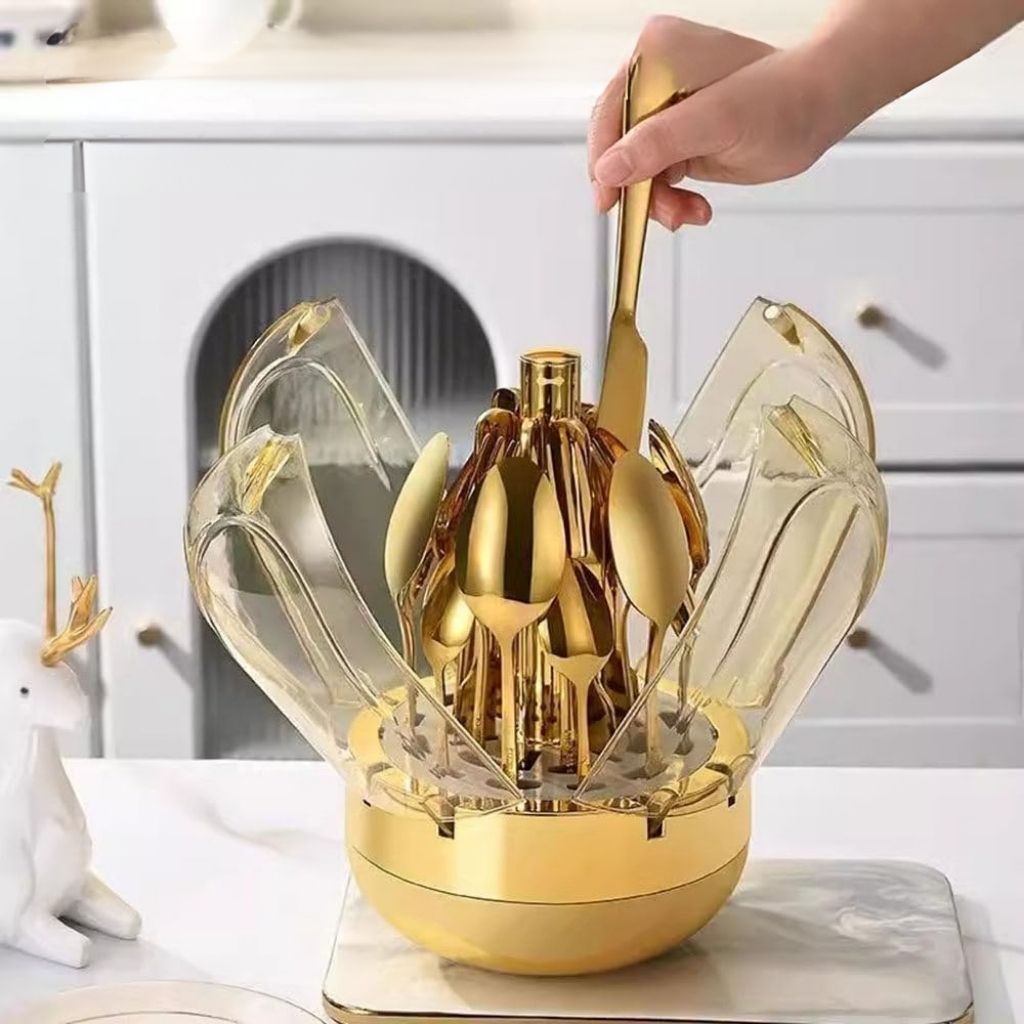 Ensemble de Couverts en Acier Inoxydable Doré 24 Pièces – طقم أدوات مائدة من الفولاذ المقاوم للصدأ 6